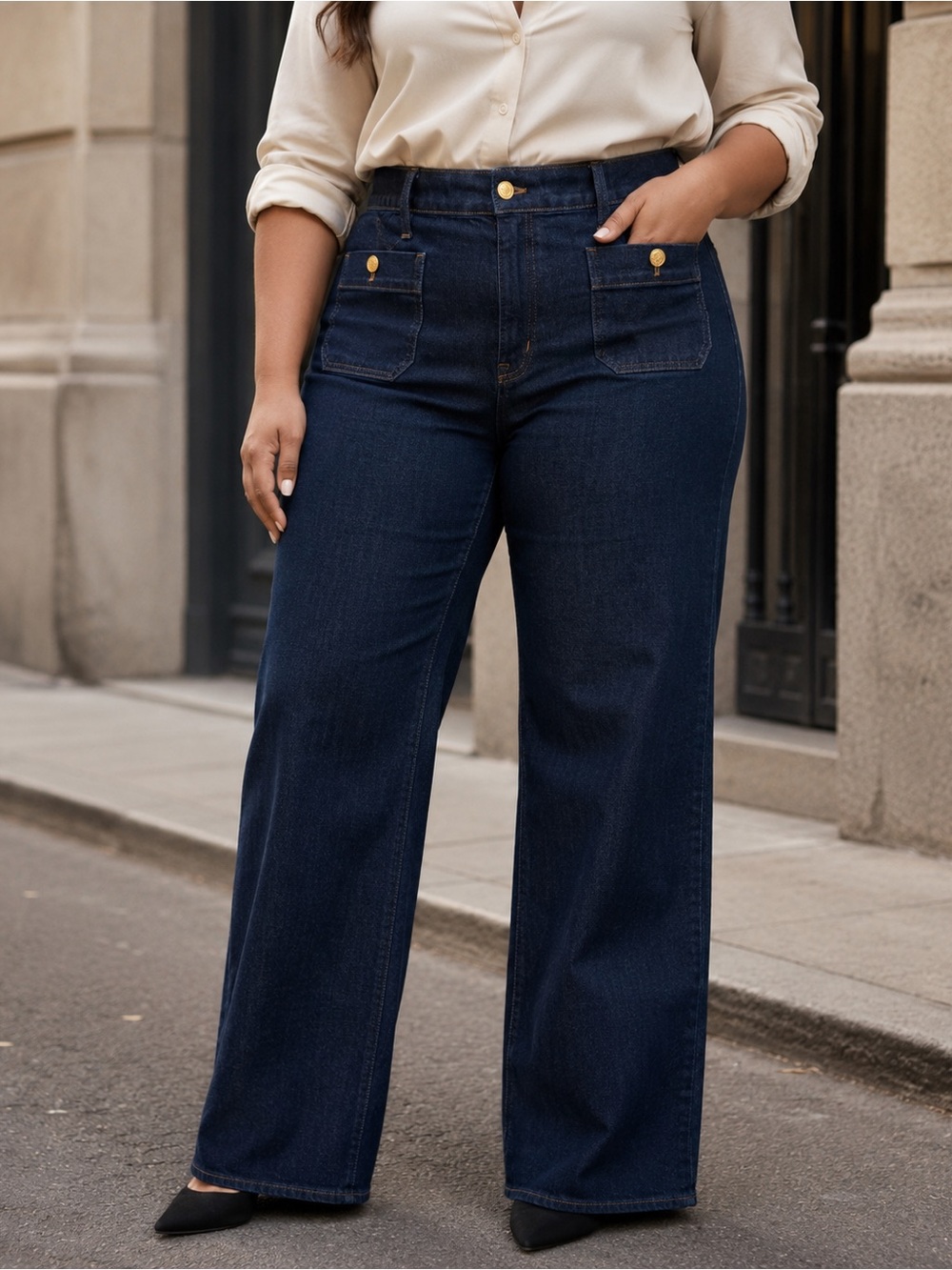 J.Crew Factory NWT Slim Wide-Leg Sailor Jeans Dark Denim Wash Size 35